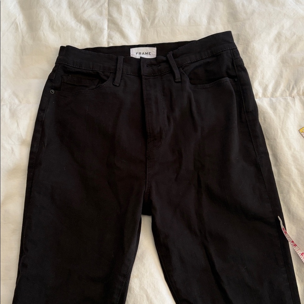 FRAME Ali High Rise Cigarette Black Skinny Jeans 31